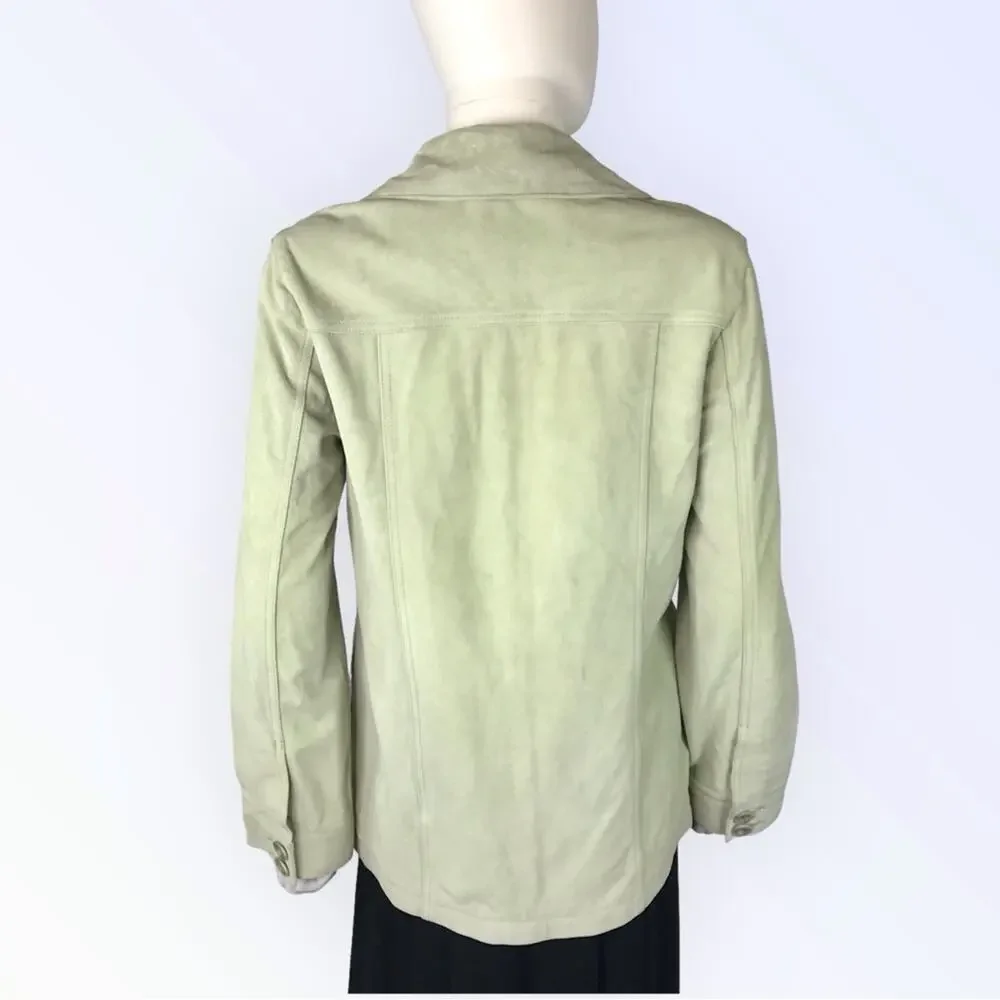 Levi's Strauss Suede Jacket Vintage Light Pastel Green Truckers Coat Medium